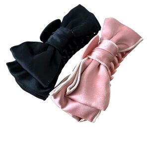 Jumbo satin Black and Pink Bow Headbands